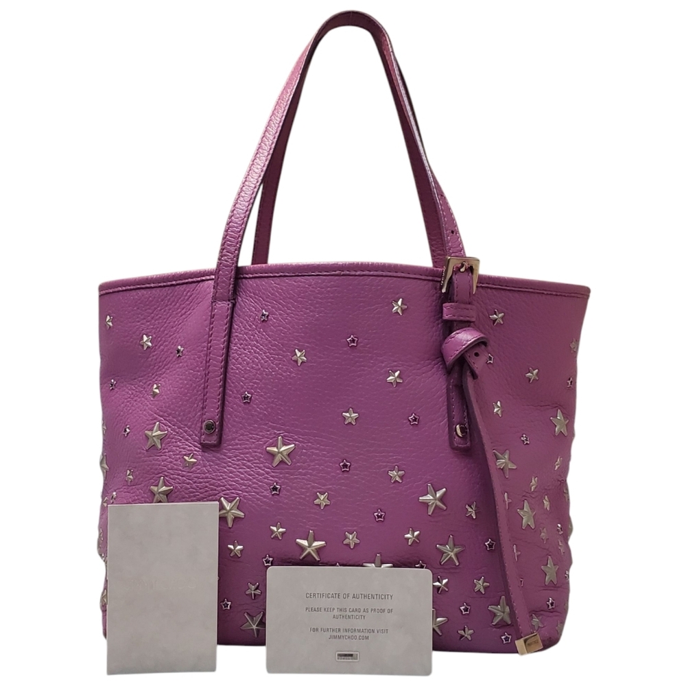 JIMMY CHOO Sasha Star-Studded Shoulder Bag in Orchid with Purple Rhinestones